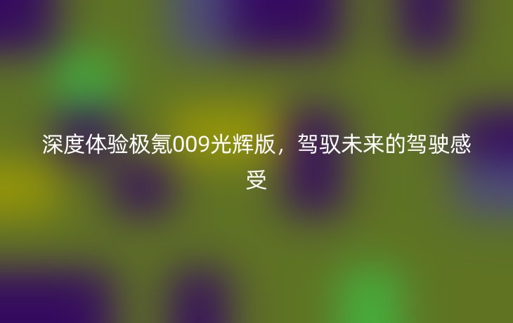 深度体验极氪009光辉版,驾驭未来的驾驶感受_现代网新闻频道