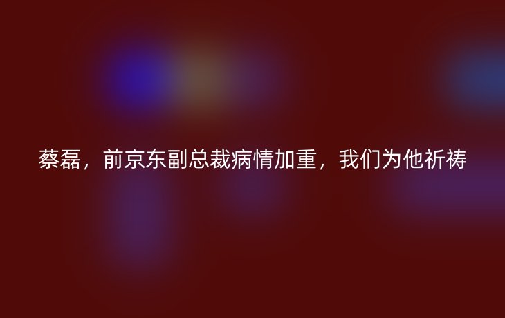 蔡磊,前京东副总裁病情加重,我们为他祈祷_现代网新闻频道