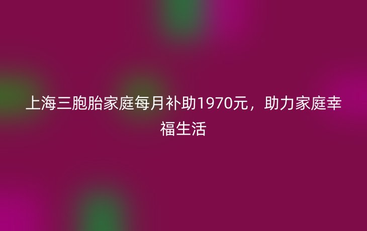 上海三胞胎家庭每月补助1970元，助力家庭幸福生活_现代网新闻频道