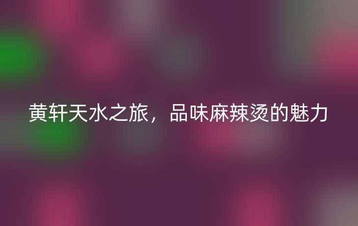 黄轩天水之旅,品味麻辣烫的魅力_现代网新闻频道
