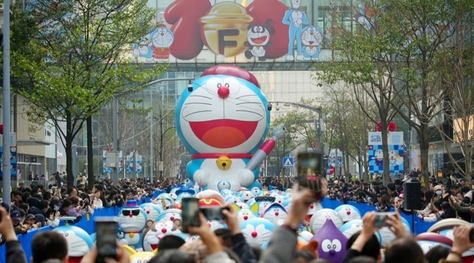 上海静安闪现哆啦A梦巡回特展，童年回忆杀来袭！_现代网新闻频道